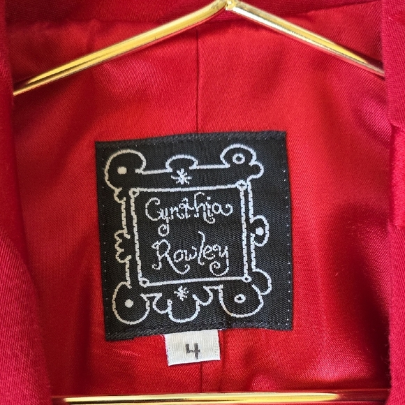 Cynthia Rowley 90s Y2K Red Long Line Blazer Trench Coat Sz 4 - Picture 2 of 14